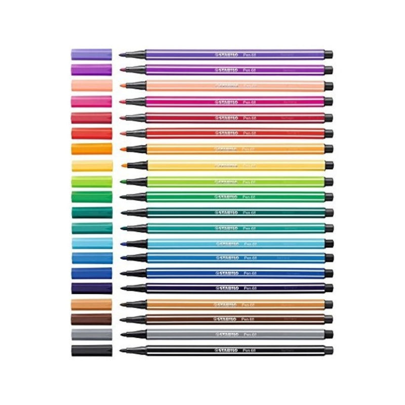 Caja Metálica 20 Colores Stabilo Pen 68 - Entrelíneas Papelería -