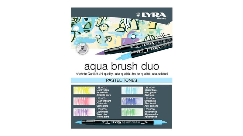 Set 6 Marcadores Aqua Brush duo Pastel LYRA - Entrelíneas Papelería - Lettering