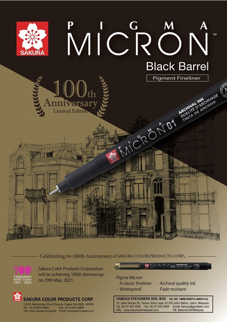 Set Sakura Pigma Micron Black & Gold 100th Anniversary - Entrelíneas Papelería - Tiralíneas