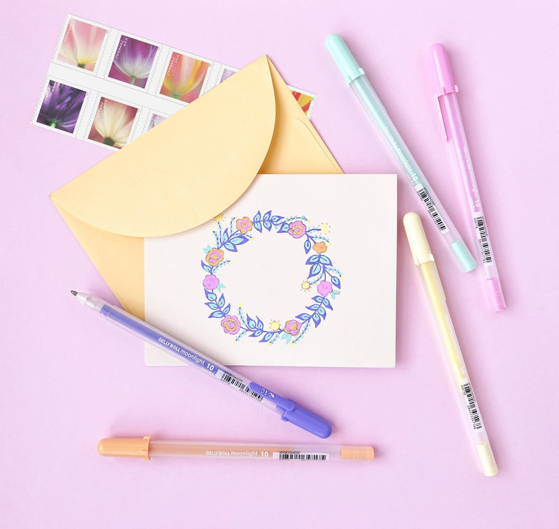 Set 6 Lápices Gel Sakura Gelly Roll Moonlight Pastel 1.0mm