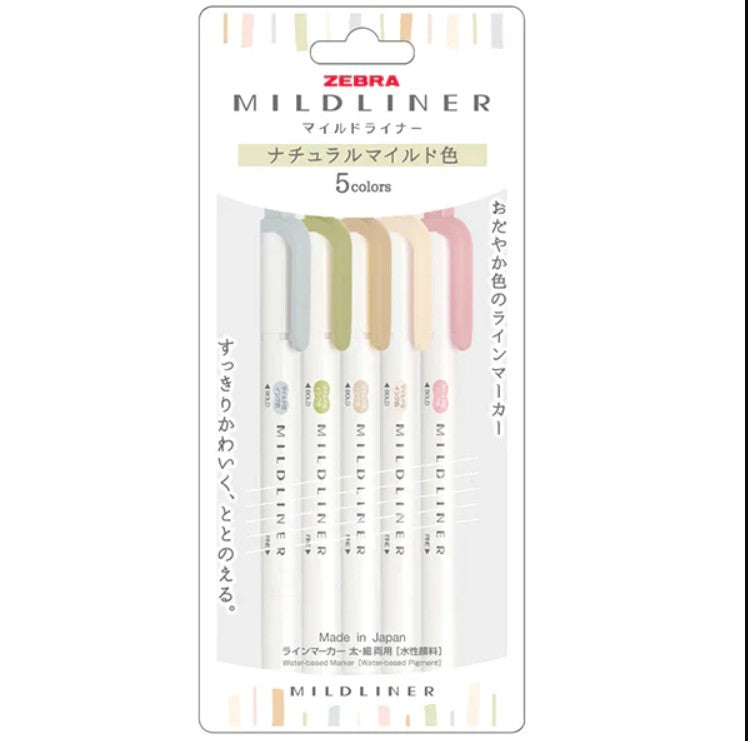Set 5 Destacadores Zebra Mildliner