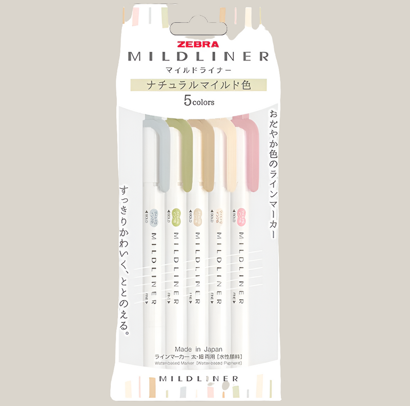 Set 5 Destacadores Zebra Mildliner