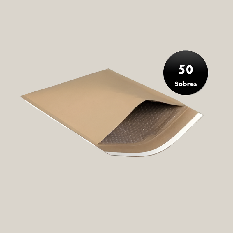 50 Sobres Kraft Cafés Acolchados con Burbujas (S-M-L-XL)