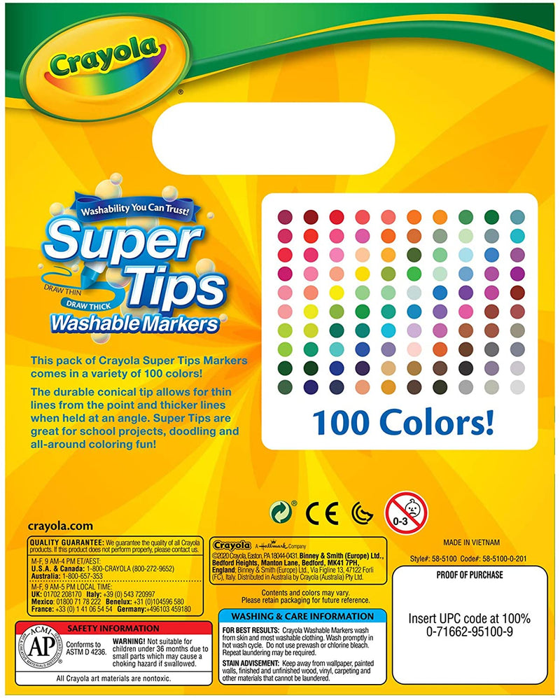 Box 100 Crayola Super Tips - Entrelíneas Papelería - Marcadores