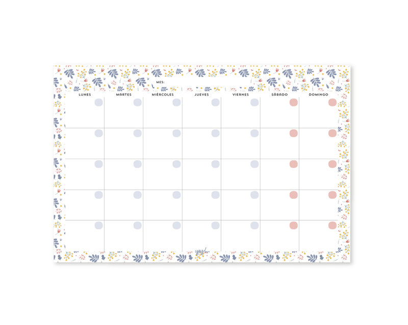 Calendario Mensual Yay! Paper - Entrelíneas Papelería - Calendario