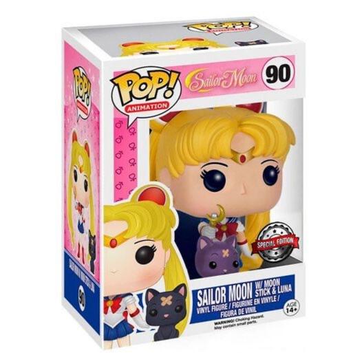 Funko Pop! - Animation: Sailor Moon w/ Moon Stick & Luna / Sailor Moon - Entrelíneas Papelería - Funko