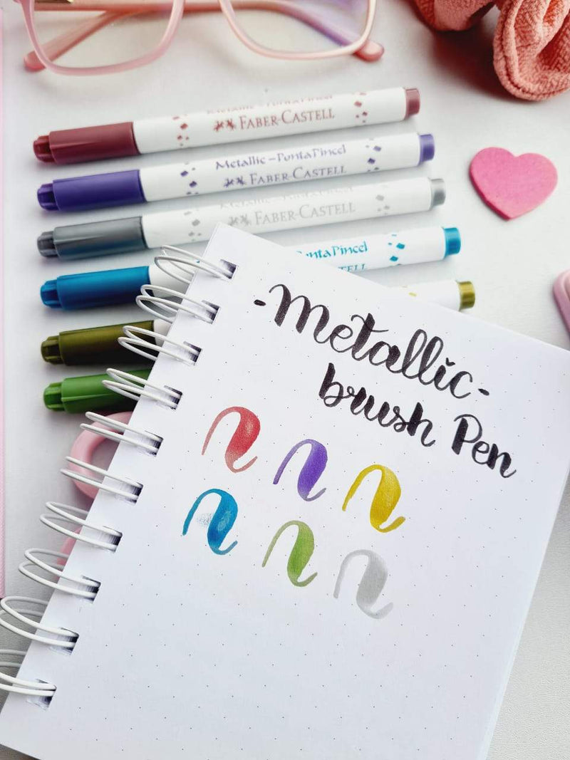 Marcadores Metalicos Punta Pincel 6 colores Faber-Castell - Entrelíneas Papelería - Marcadores