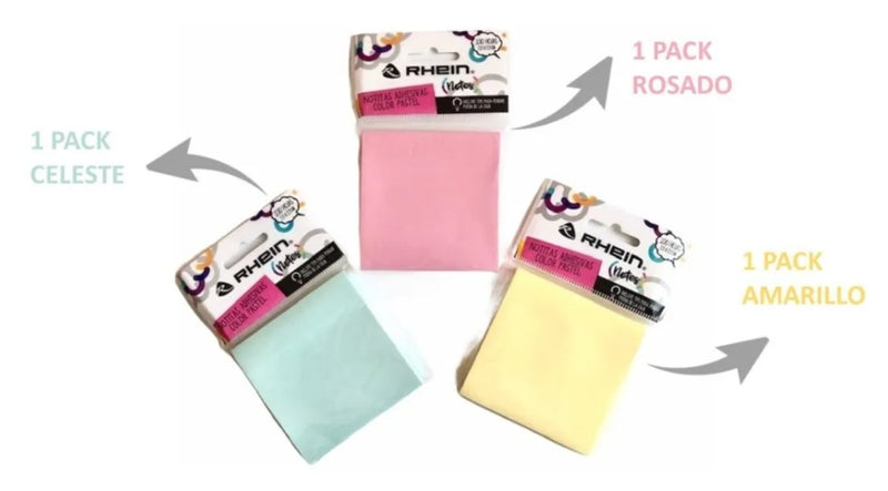 Notas adhesivas Rhein Notes Pack x 3 unidades - Entrelíneas Papelería - Notas adhesivas