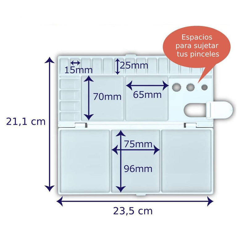 Paleta mezcladora con tapa Sakura (18 divisiones) - Entrelíneas Papelería - Acuarelas