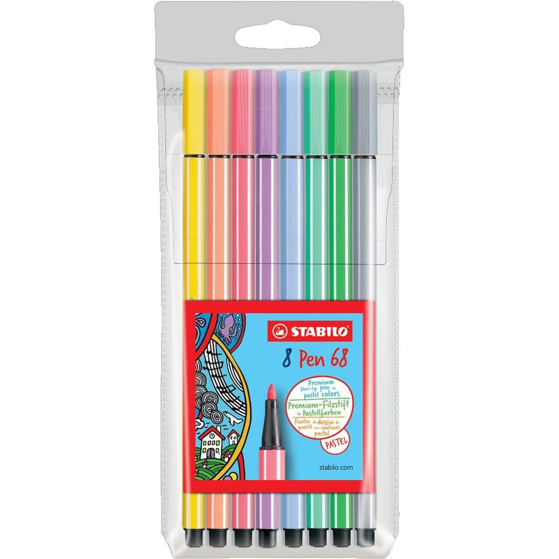 Rotulador Stabilo Pen 68 Pastel - Estuche con 8 colores - Entrelíneas Papelería -