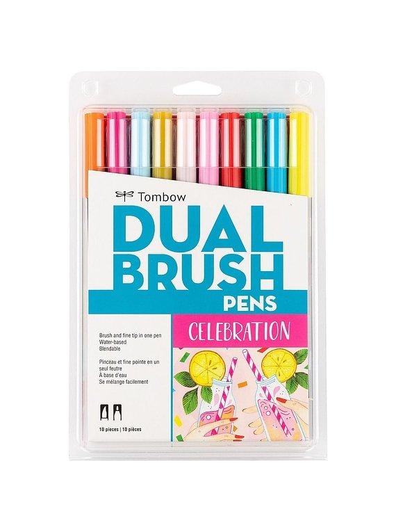 Set 10 Marcadores Tombow Dual Brush Celebration - Entrelíneas Papelería - Marcadores