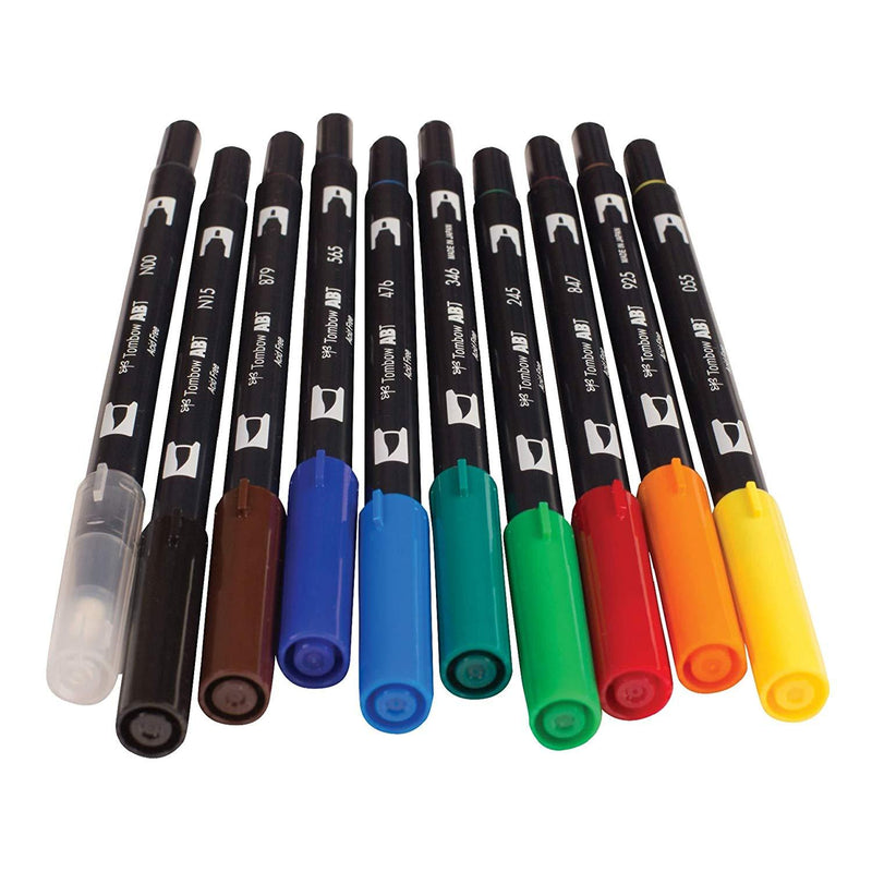 Set 10 Marcadores Tombow Dual Brush Colores Primarios - Entrelíneas Papelería - Marcadores