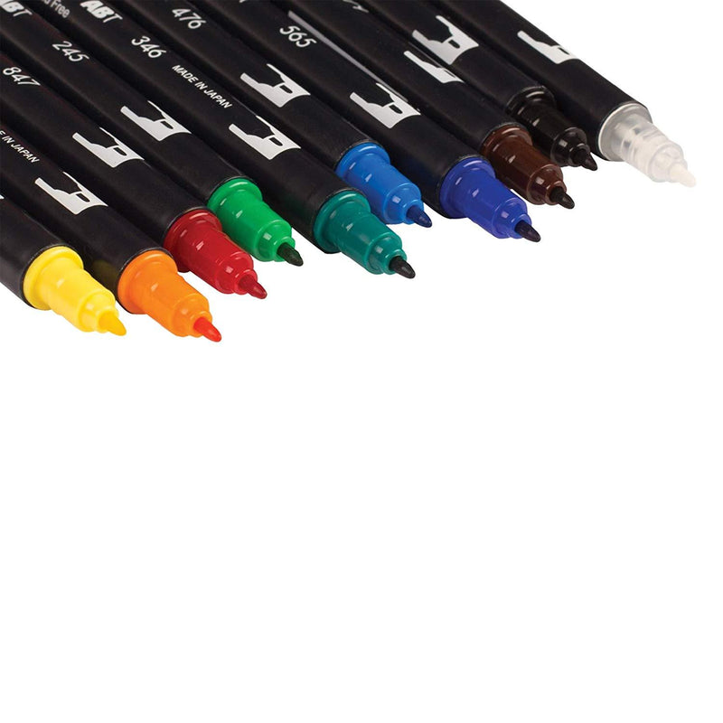 Set 10 Marcadores Tombow Dual Brush Colores Primarios - Entrelíneas Papelería - Marcadores