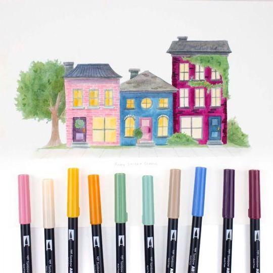 Set 10 Marcadores Tombow Dual Brush Cottage - Entrelíneas Papelería - Marcadores