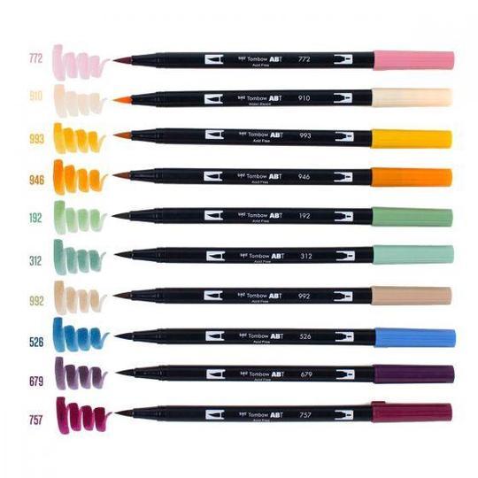 Set 10 Marcadores Tombow Dual Brush Cottage - Entrelíneas Papelería - Marcadores