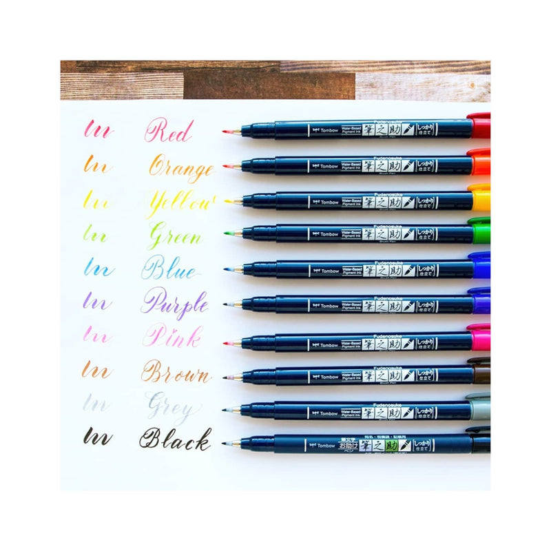 Set 10 Tombow Fudenosuke Brush Pen - Entrelíneas Papelería -