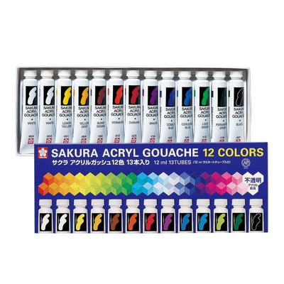 Set 12 colores Gouache Acrílico Sakura - Entrelíneas Papelería - Acrílico