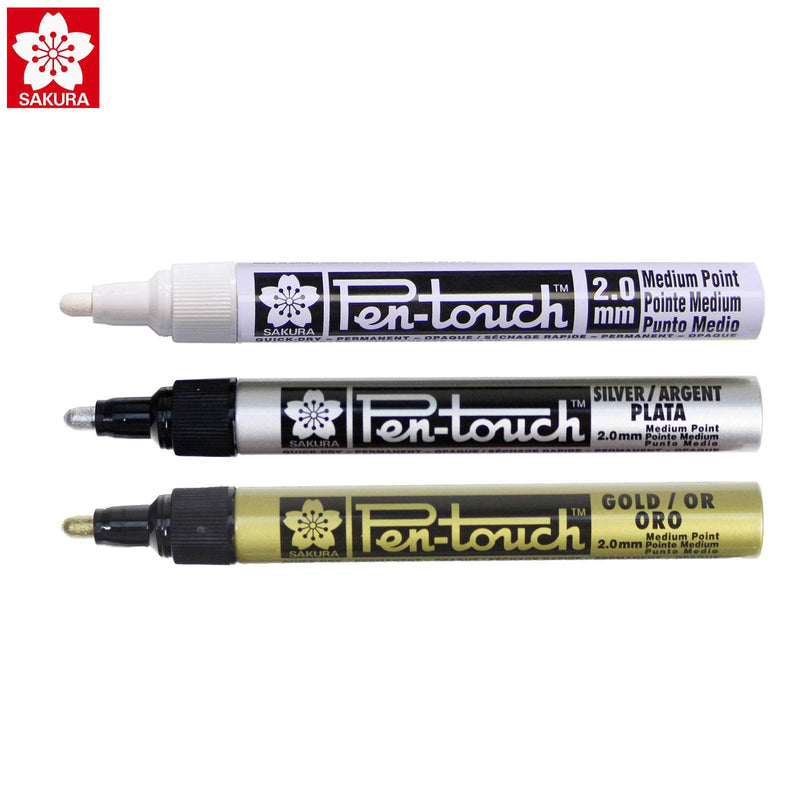 Set 3 Marcadores Permanentes Sakura Pen Touch - Entrelíneas Papelería - Marcadores