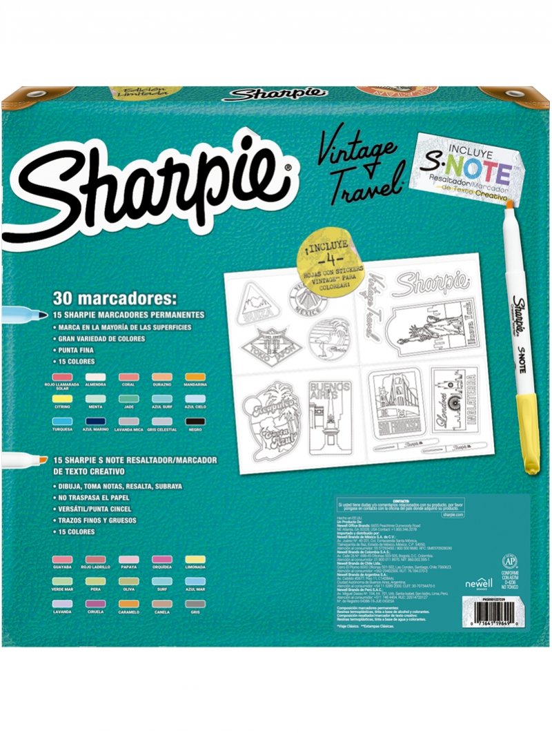 Set 30 Marcadores Sharpie Vintage Travel - Entrelíneas Papelería -