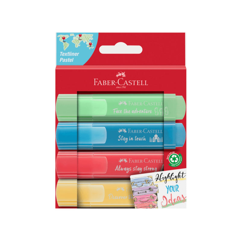 Set 4 Destacadores Faber Castel Pastel Edición Viajes - Entrelíneas Papelería - Destacadores