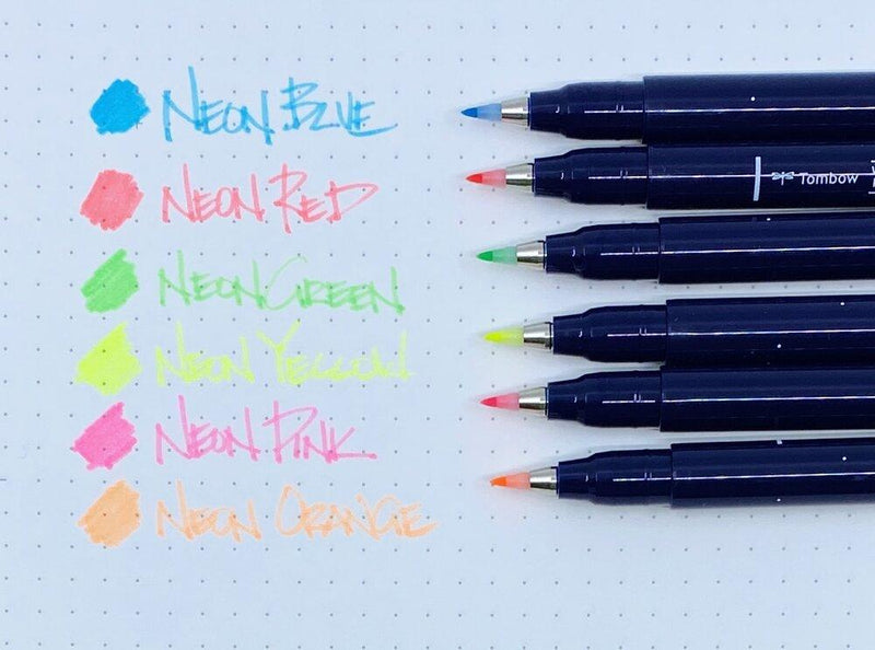 Set 6 Fudenosuke Neón Tombow - Entrelíneas Papelería - Lettering