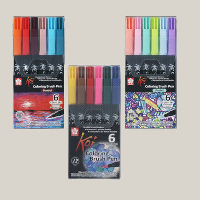 Set de 6 Lápices Acuarelables Sakura Koi Brush - Entrelíneas Papelería -