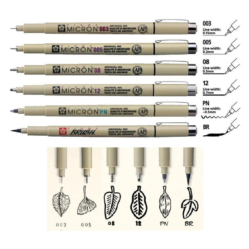 Set de 6 Lápices Sakura Pigma Micron - Entrelíneas Papelería -