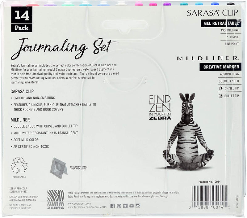 Set Journaling Zebra: 7 Sarasa Clip + 7 Mildliner - Entrelíneas Papelería - Set