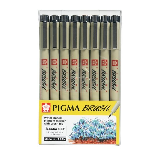 Set Marcadores Sakura Pigma BR Brush (8 colores) - Entrelíneas Papelería - Marcadores