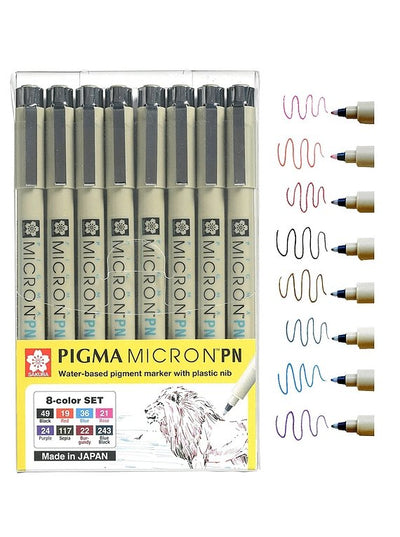 Set Marcadores Sakura Pigma Plastic Nib (8 Colores) - Entrelíneas Papelería -