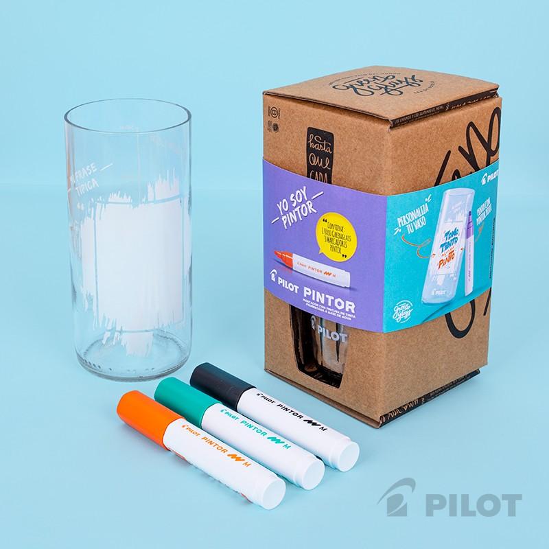 Vaso Green Glass + 3 Pilot Pintor M - Entrelíneas Papelería -